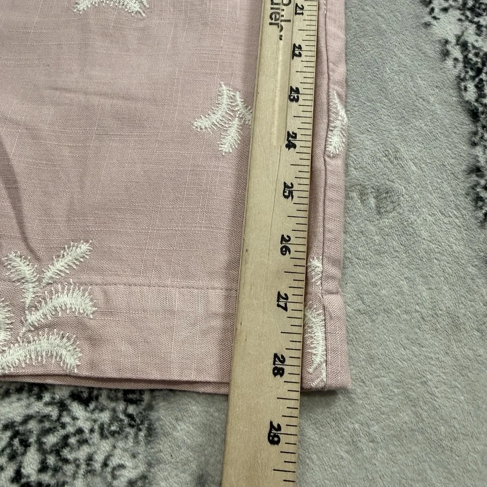 Zara Embroidered Wide Leg Pants Womens‎ Size XS Pink Linen Blend Boho Resort